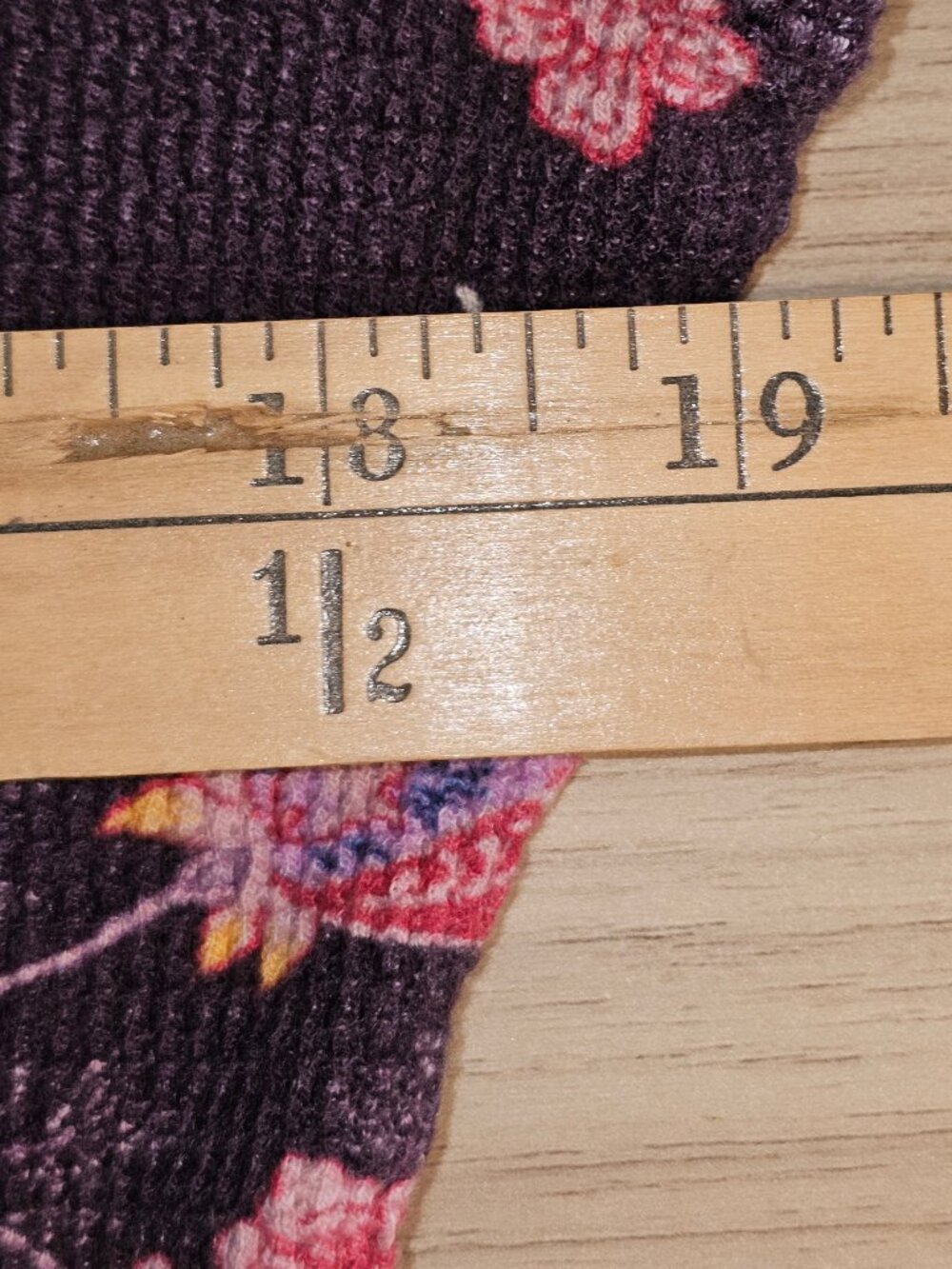 Sundance Waffle Knit Thermal Top Purple Floral  L Button Cuffs Boho - Picture 5 of 8